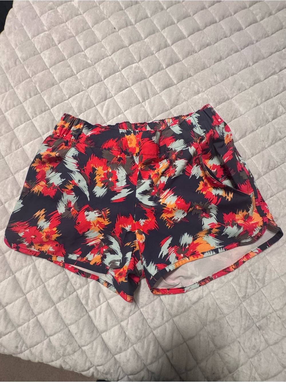 Columbia Women's Floral Athletic Shorts - Navy, Red & Mint